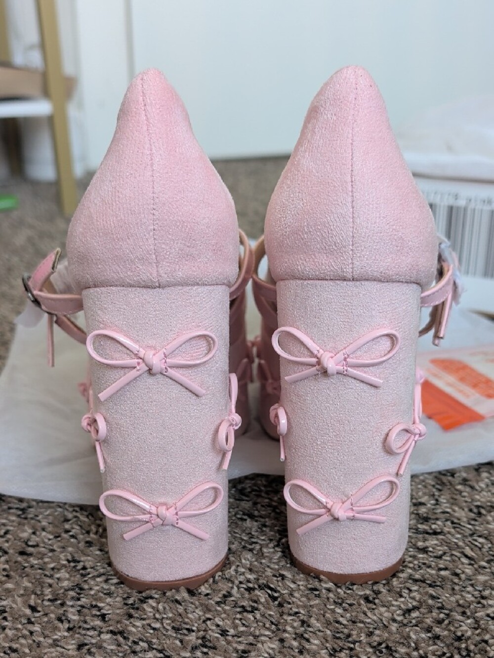 Pink Platform Bow Mary Jane Heels - Women Shoes - Picture 5 of 7
